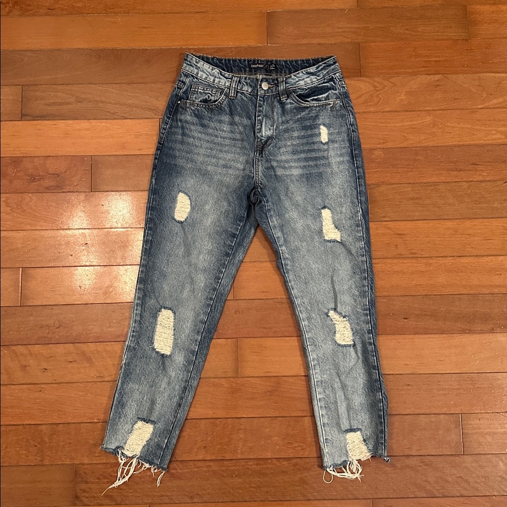 boohoo STRAIGHT SKINNY DISTRESSED JEANS 6 petite